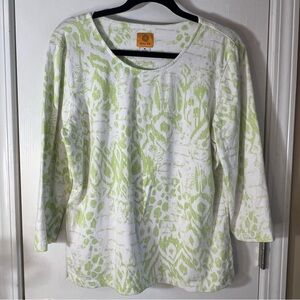 Ruby Rd. Green Boxy 3/4 Sleeve Blouse